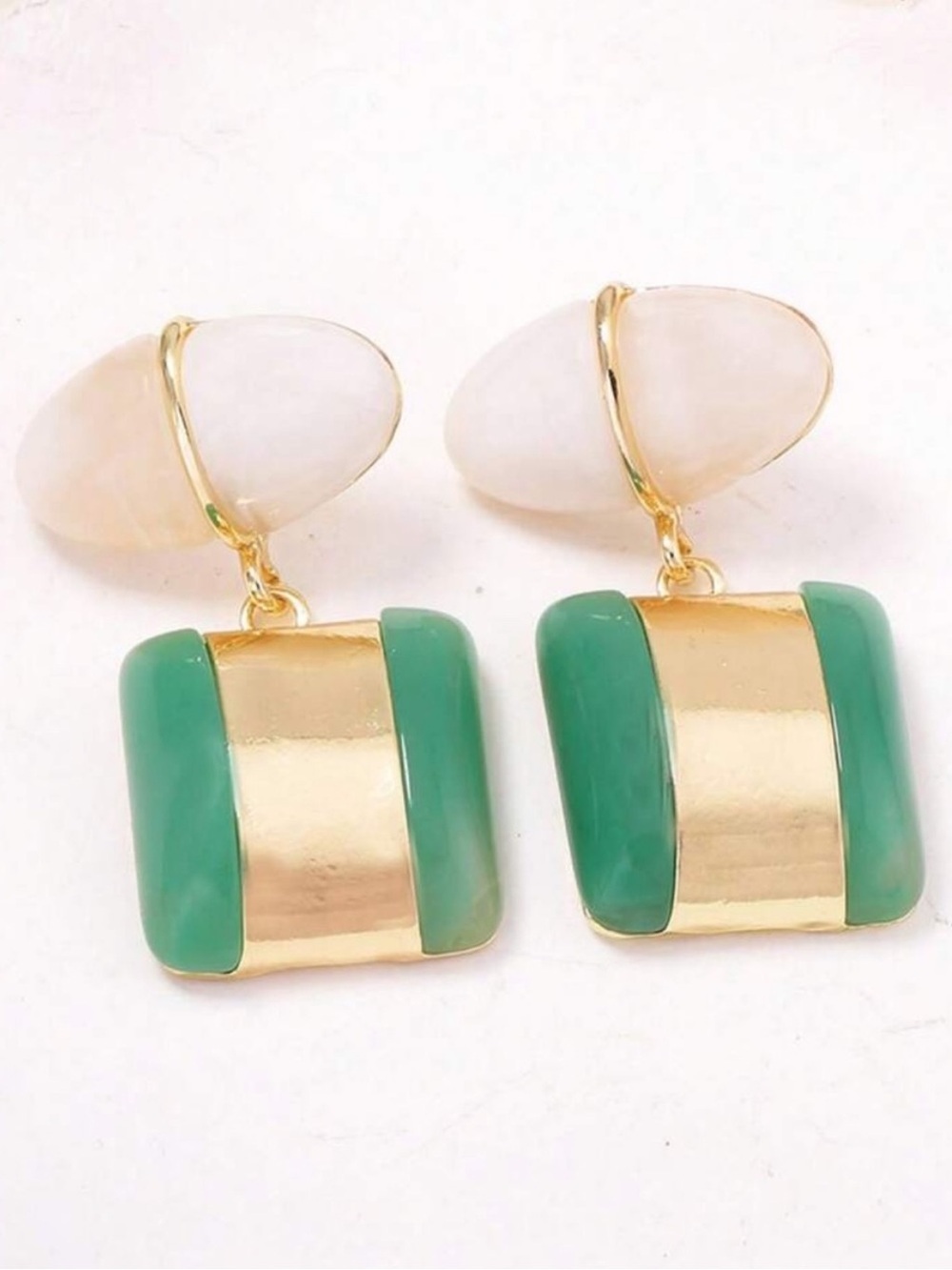 Sage Gold Architectural Couture Earrings